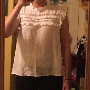 Forever 21 White Ruffled Tank